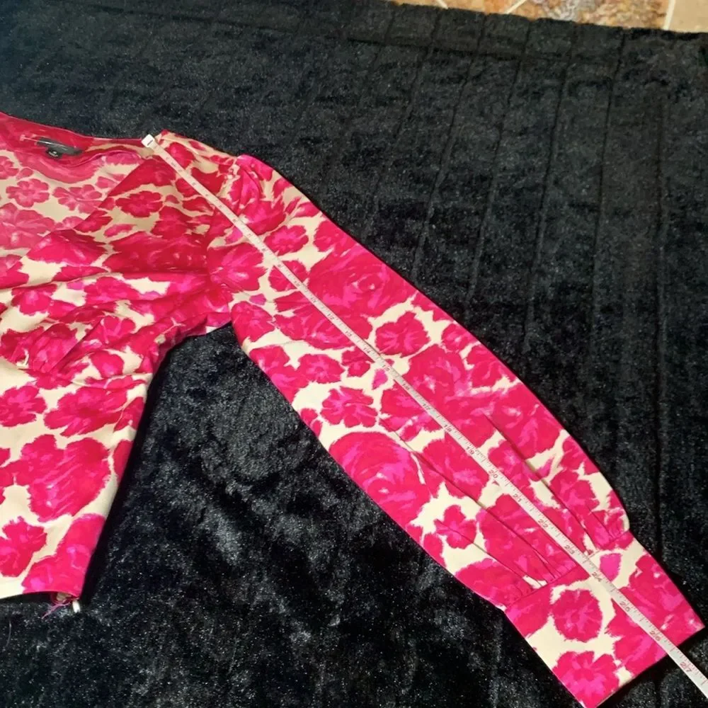 J.Crew Women's Deep V-Neck Long Sleeve Button-Front Top in Shaded Floral Size 8